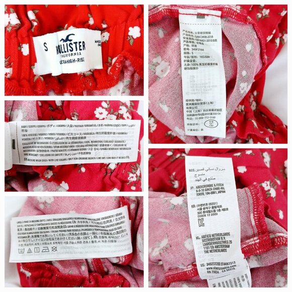 Hollister Floral High-Waisted Shorts S Red White Print Paper Bag Waist Relaxed - Picture 5 of 5